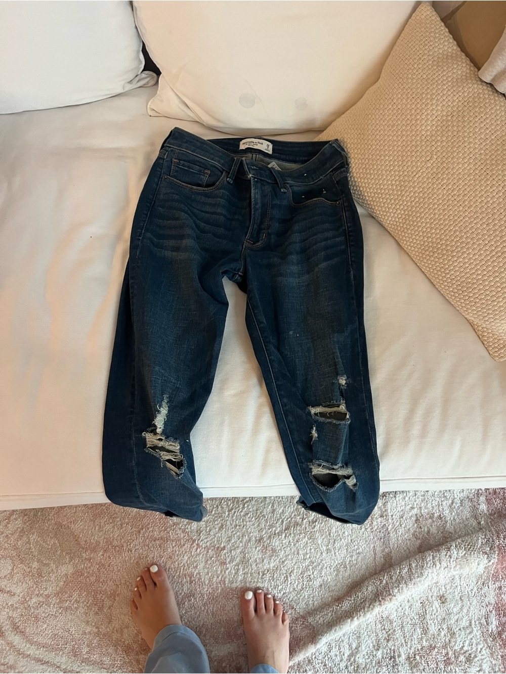 Abercrombie & Fitch Dark Blue Distressed Jeggings